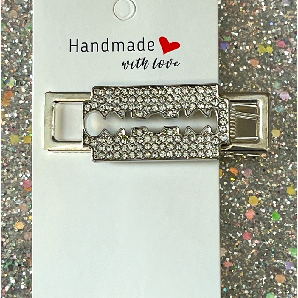 New Razor Blade Rhinestone Hair Clip